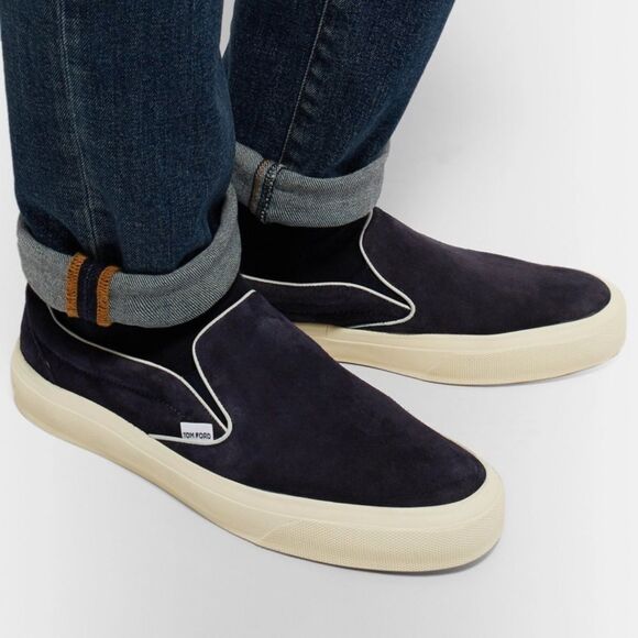TOM FORD - Cambridge Suede Slip-On Sneakers - Blue - Picture 1 of 13
